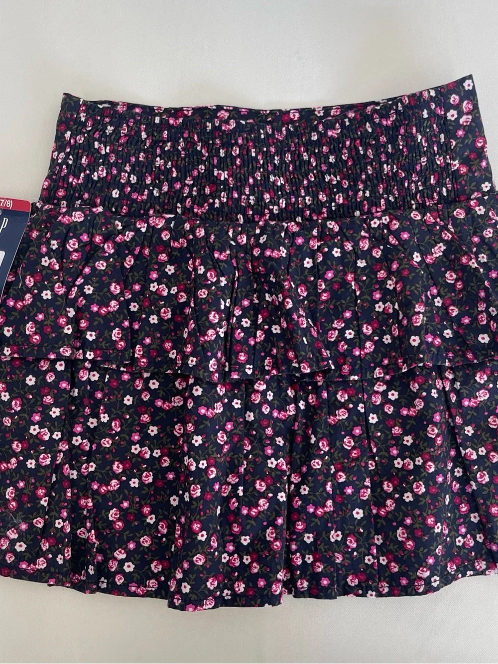 GAP Pink Floral Tiered Mini Skirt on Black